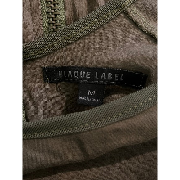 Blaque Label Bodycon Mini Dress Mesh Sleeve Brown Green Size M - Picture 3 of 8